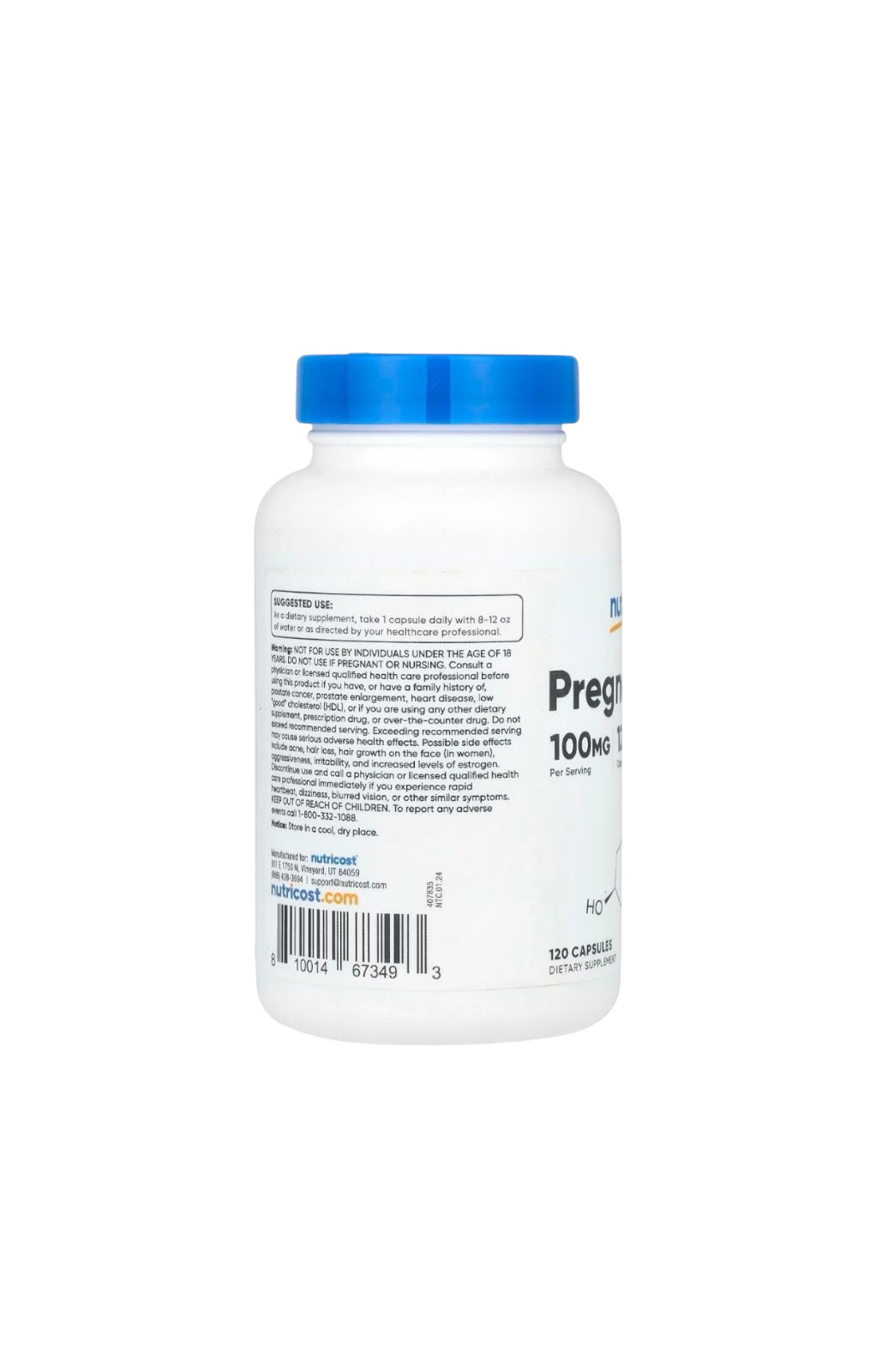 Pregnenolone 100 mg – Nutricost | Apoya tu claridad mental y equilibrio hormonal