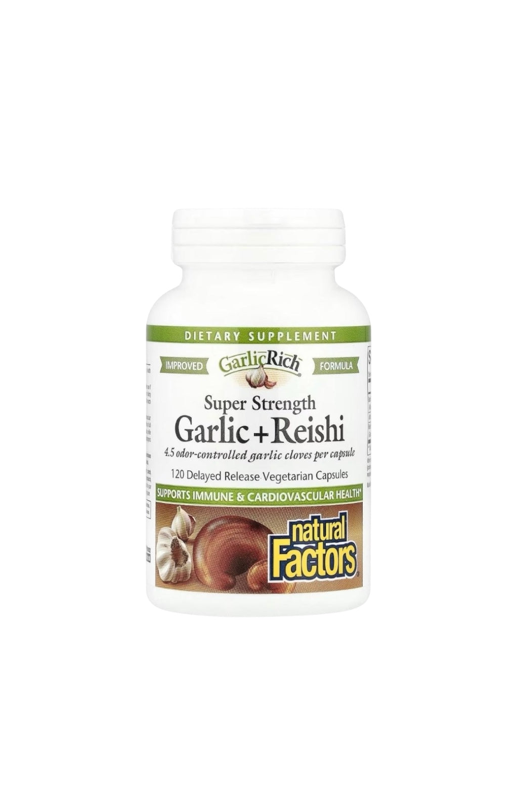 Natural Factors – Garlic + Reishi Super Strength (120 cápsulas vegetarianas)